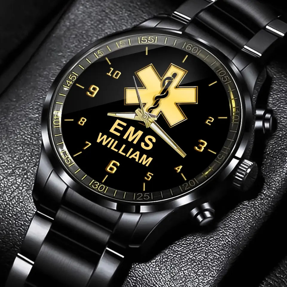 Personalized EMS Medical Logo Custom Name Watch Printed QTKH24710