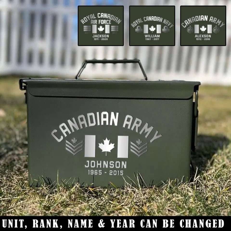 Personalized Canadian Army Custom Rank & Name Ammo Box Printed VQ24713