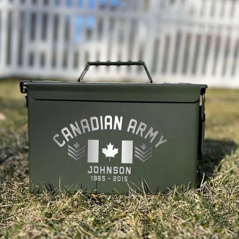 Personalized Canadian Army Custom Rank & Name Ammo Box Printed VQ24713