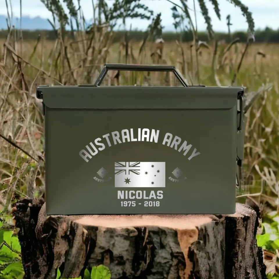 Personalized Australian Army Custom Rank & Name Ammo Box Printed VQ24713