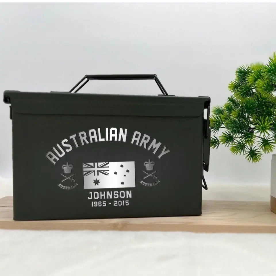 Personalized Australian Army Custom Rank & Name Ammo Box Printed VQ24713