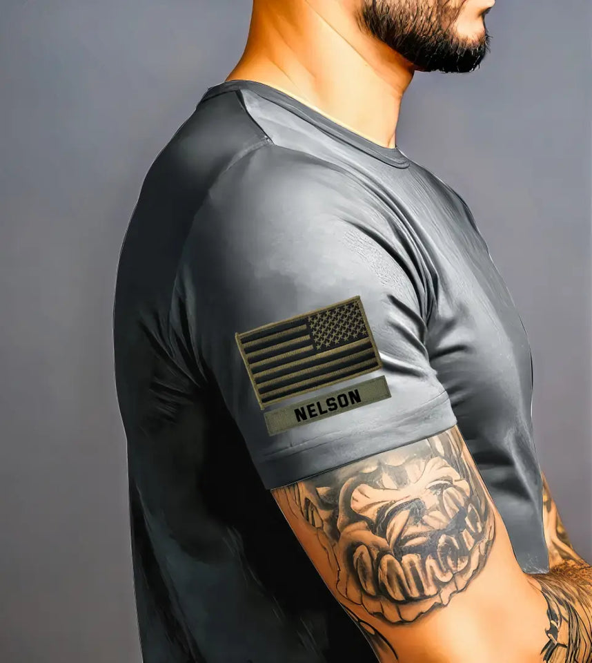 Personalized US Flag Custom Name T-shirt Printed QTVQ24743