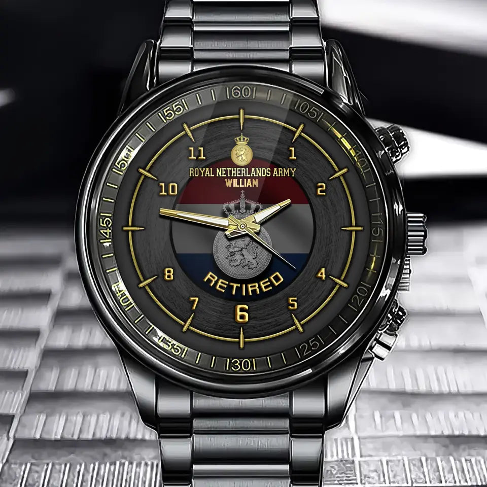 Personalized Retired Netherlands Army Custom Name Watch Printed AHVA24747