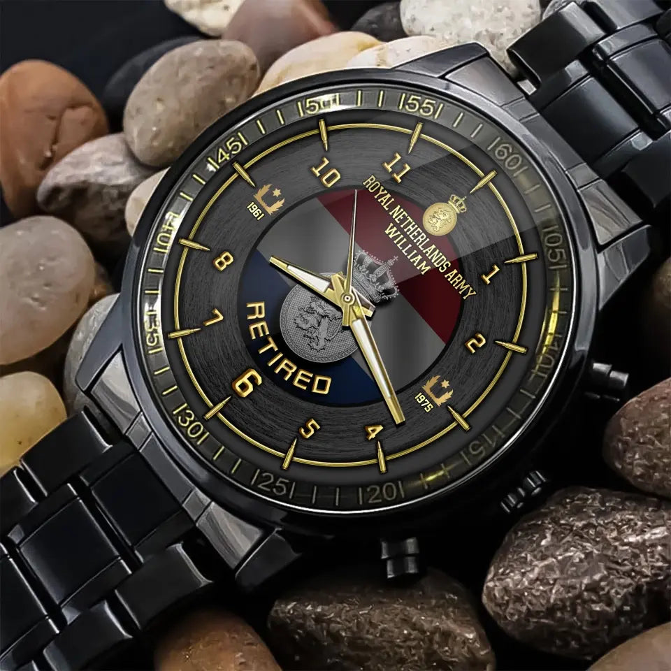 Personalized Retired Netherlands Army Custom Name Watch Printed AHVA24747