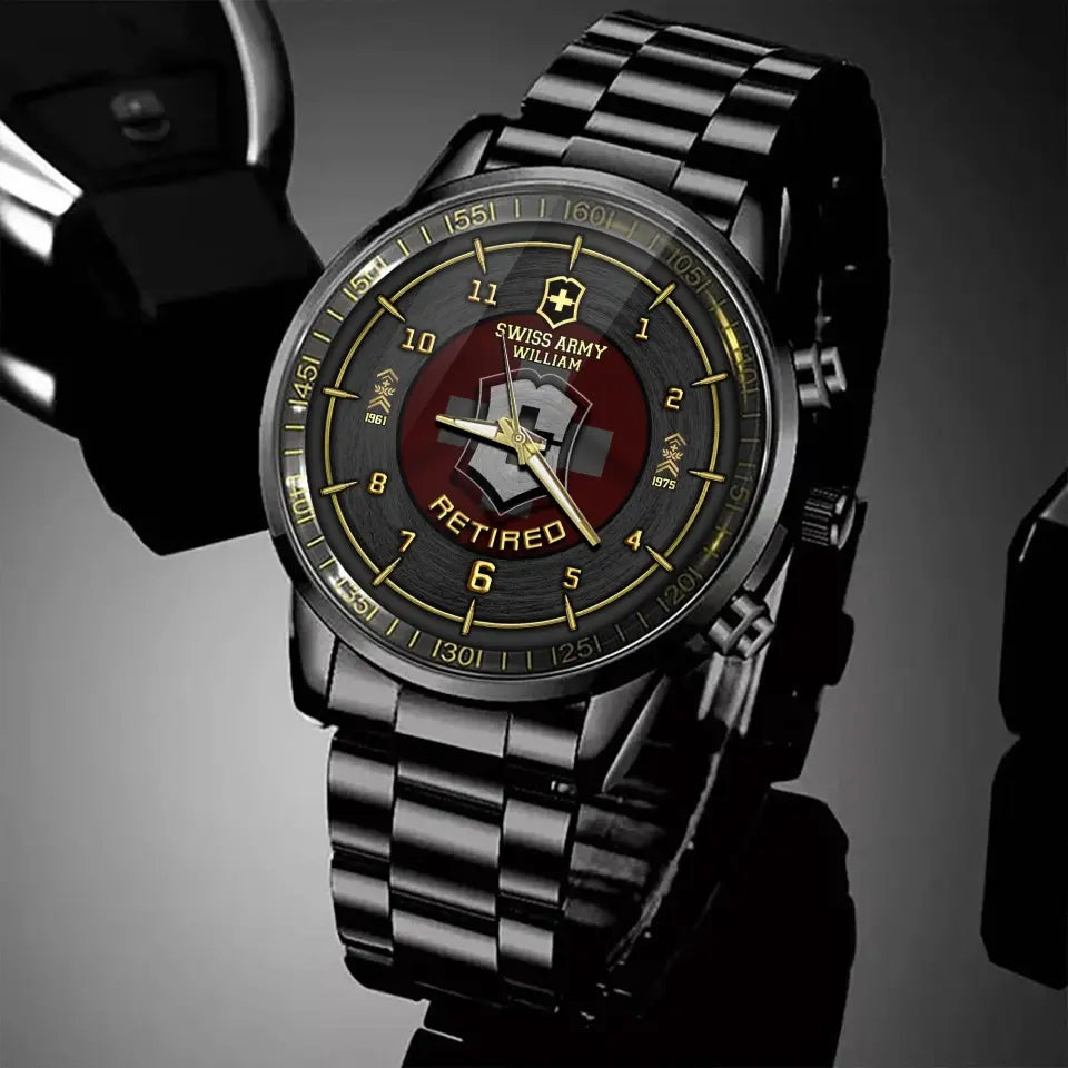 Personalized Retired Swiss Army Custom Name Watch Printed AHVA24747