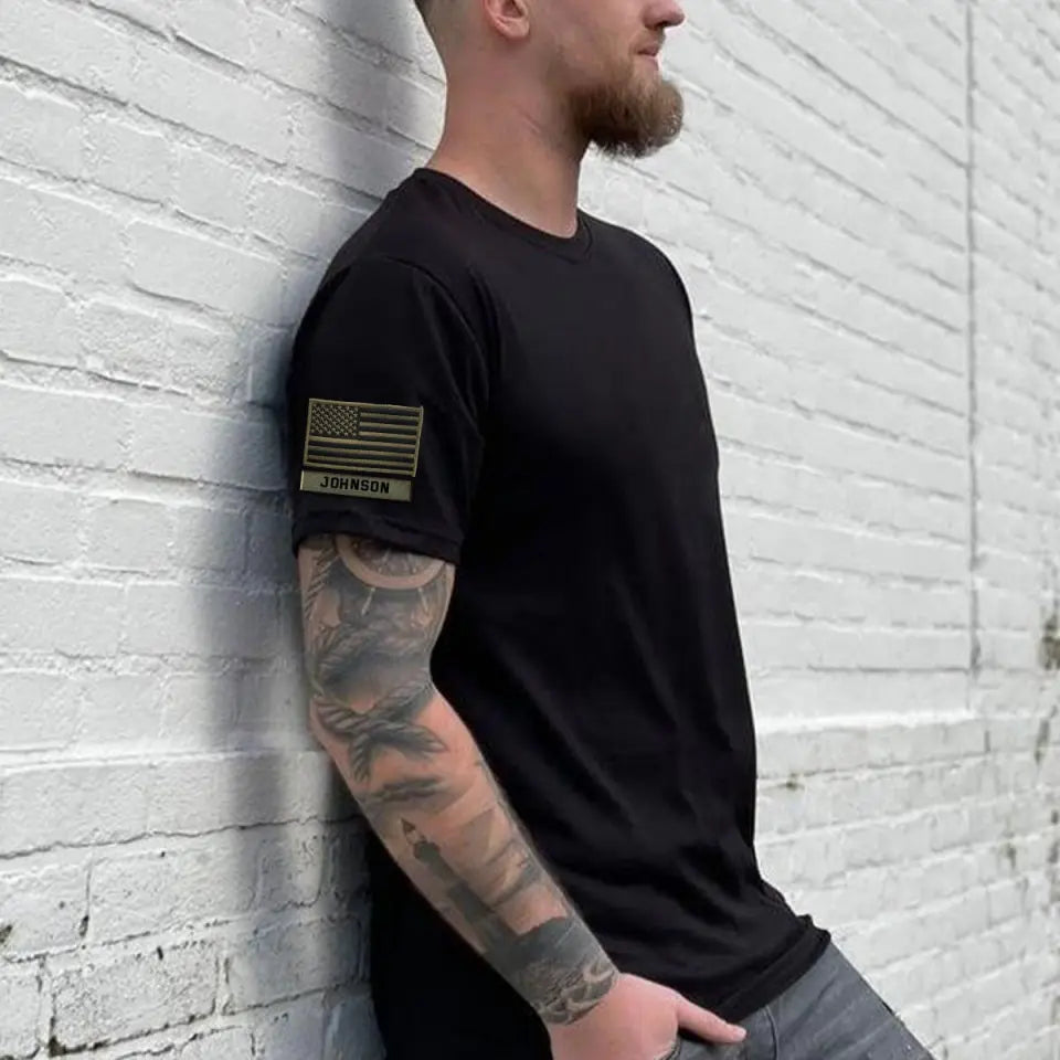 Personalized US Flag Custom Name T-shirt Printed QTVQ24743