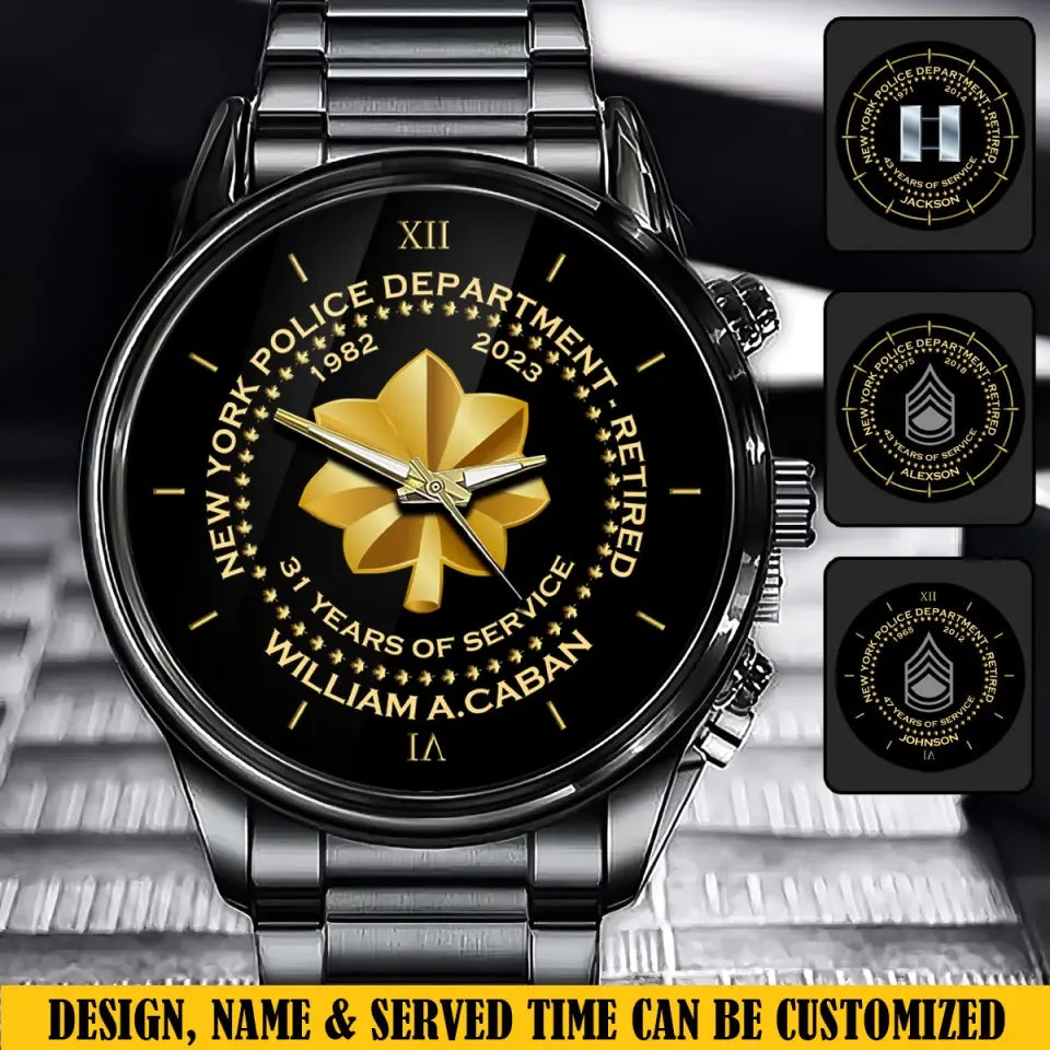Personalized Retired US Army Custom Rank Served Time & Name Watch Printed AHVQ24755