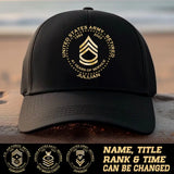 Personalized US Army Retired Custom Rank Served Time & Name Black Cap Printed AHVA24763
