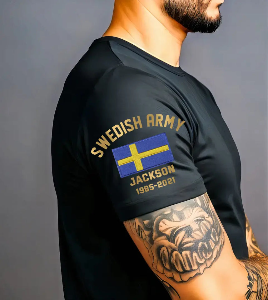 Personalized Swedish Army Veteran Custom Name & Time T-shirt Printed KH24771