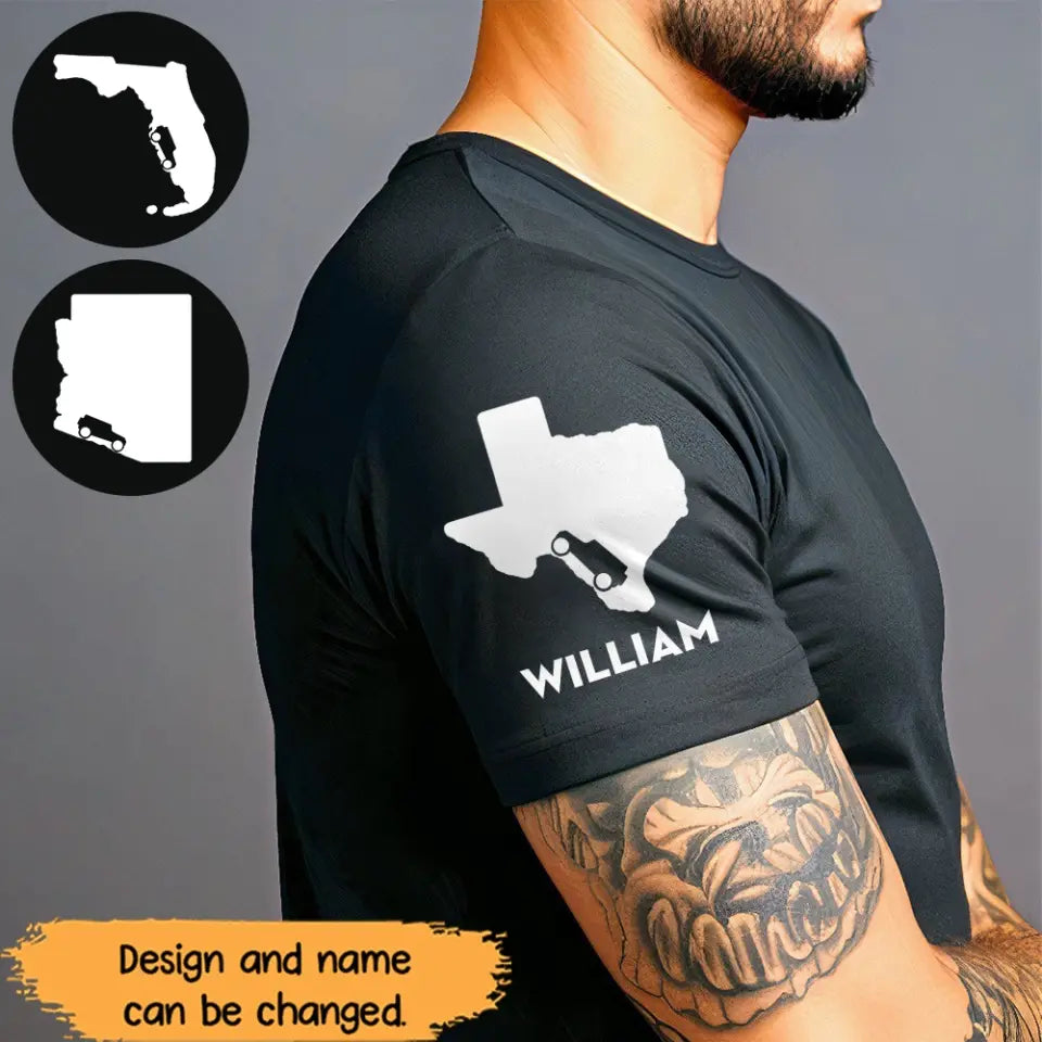 Personalized US Map Jeep Car Custom Name T-shirt Printed QTHN24812