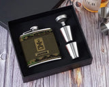 Personalized Swiss Veteran Rank Camo Custom Name Leather Flask Printed KH24816