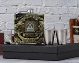 Personalized Austrian Veteran Rank Camo Custom Name Leather Flask Printed KH24816