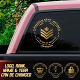 Personalized Canadian Army Retired Rank Camo Custom Name & Time Decal Printed AHVQ24835