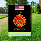Personalized US Flag Firefighter Department & Custom Name Garden Flag Printed QTKH24856