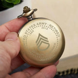 Personalized US Army Retired Custom Rank Camo & Served Time Pocket Watch Printed AHVQ24808
