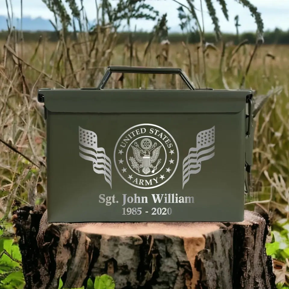 Personalized US Army Logo Custom Name & Time Ammo Box Printed VQ24737