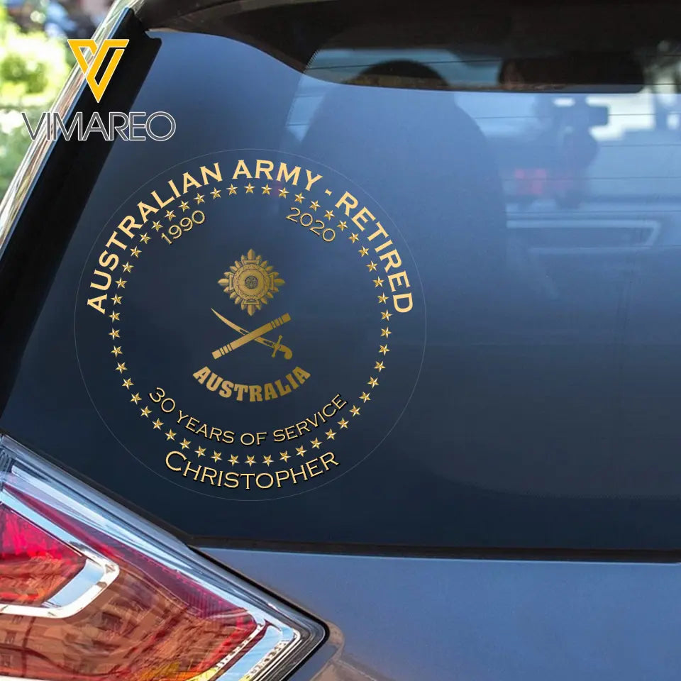 Personalized Australian Army Retired Rank Camo Custom Name & Time Decal Printed AHVQ24835