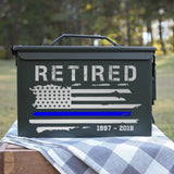 Personalized Retired US Police Thin Blue Line Custom Time Ammo Box Printed QTHN24882
