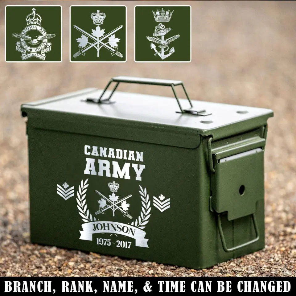 Personalized Canadian Army Logo Custom Rank & Name Ammo Box Printed AHVA24880