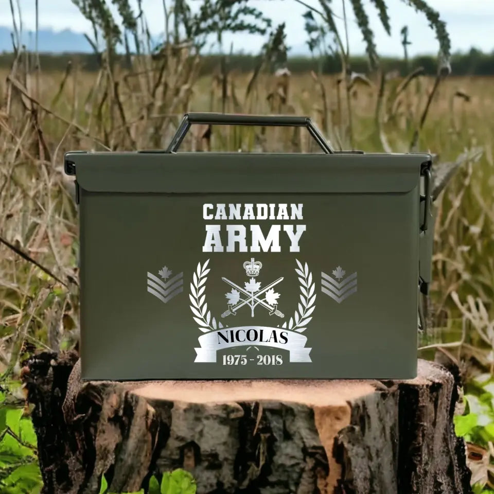 Personalized Canadian Army Logo Custom Rank & Name Ammo Box Printed AHVA24880