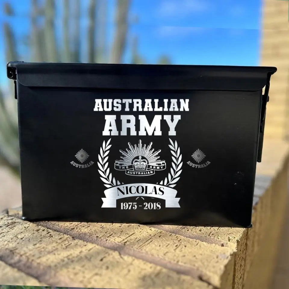 Personalized Australian Army Logo Custom Rank & Name Ammo Box Printed AHVA24880