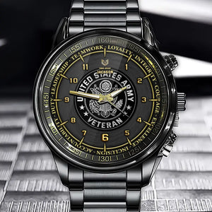 Personalized United States Army Veteran Rank Camo & Name Watch Printed AHKH24664