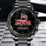 Personalized Trucker US Flag Custom Name Watch VA24904