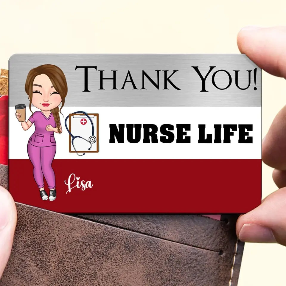 Personalized Thank You Nurse Life Gift For Nurse Aluminum Wallet Card Printed HN24909