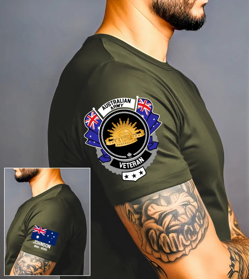 Personalized Australian Army Logo Custom Name & Time T-shirt Printed AHVA24912