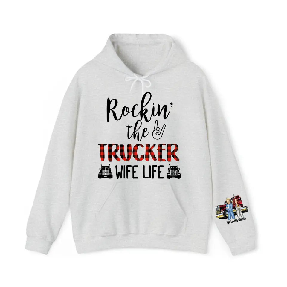 Personalized Rockin' The Trucker Wife Life Hoodie 2D Printed HN24931