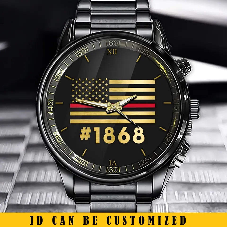 Personalized US Flag Firefighter Custom ID Watch Printed KVH24936