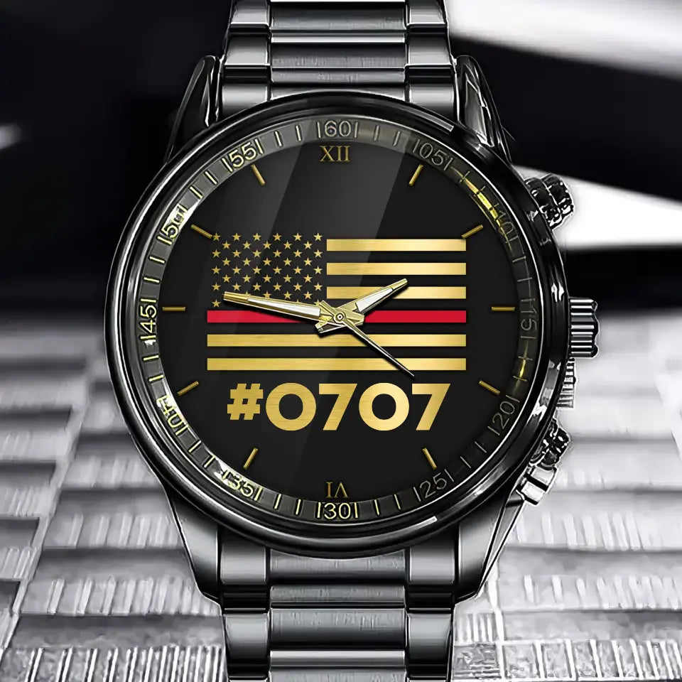 Personalized US Flag Firefighter Custom ID Watch Printed KVH24936
