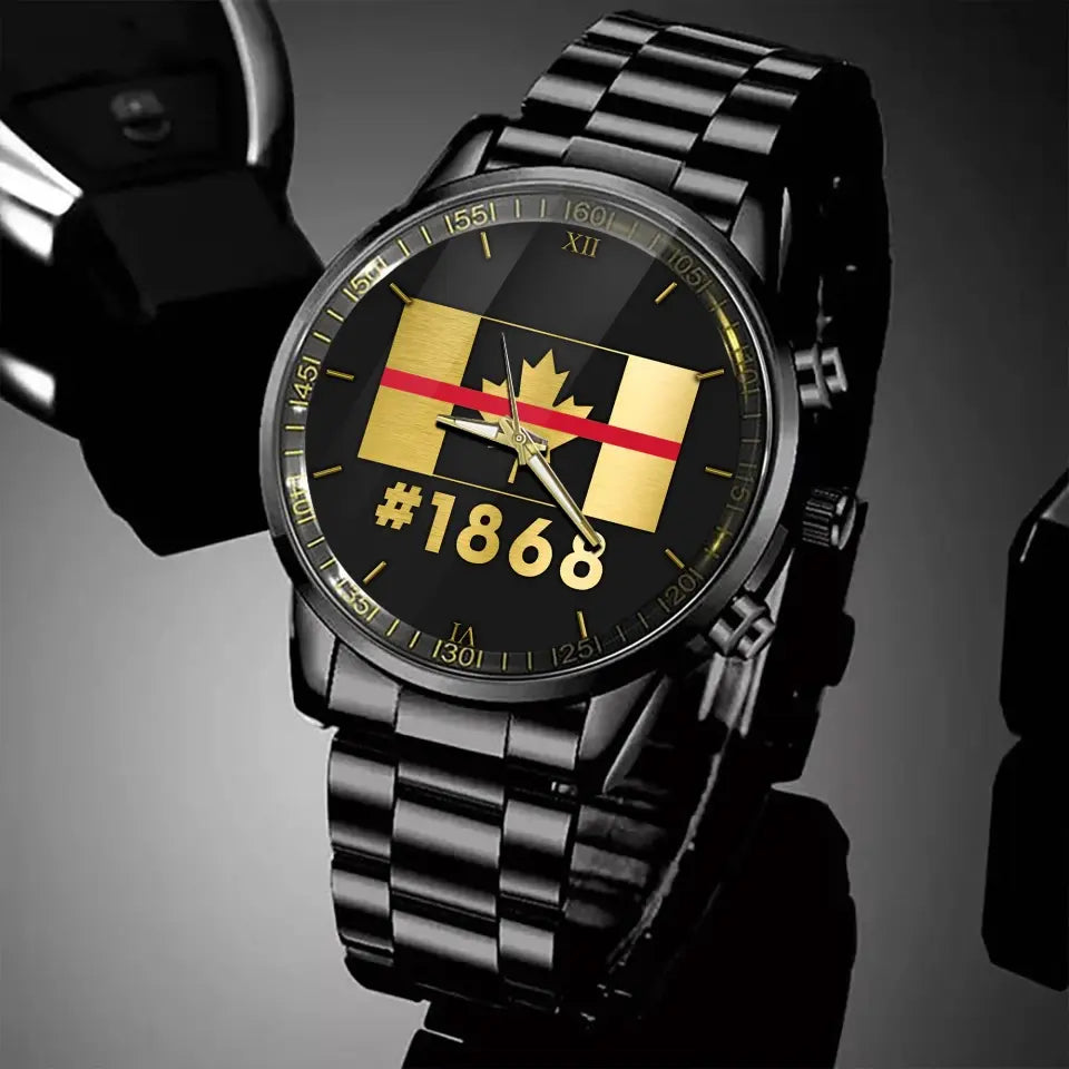 Personalized Canadian Flag Firefighter Custom ID Watch Printed KVH24936
