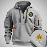 Personalized US Army Logo Custom Rank & Time Quarter Zip Hoodie 2D Printed QTKH24991