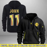 Personalized Softball Player Custom Name & ID Quarter Zip Hoodie 2D Printed VQ241022