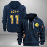 Personalized Softball Player Custom Name & ID Quarter Zip Hoodie 2D Printed VQ241022