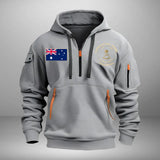 Personalized Australian Army Retired Rank Gold Custom Name & Service Time Quarter Zip Hoodie 2D Printed AHVA241028