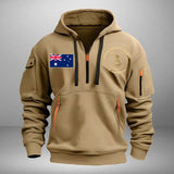 Personalized Australian Army Retired Rank Gold Custom Name & Service Time Quarter Zip Hoodie 2D Printed AHVA241028