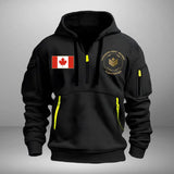 Personalized Canadian Army Retired Rank Gold Custom Name & Service Time Quarter Zip Hoodie 2D Printed AHVA241028