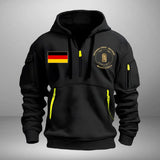 Personalized German Army Retired Rank Gold Custom Name & Service Time Quarter Zip Hoodie 2D Printed AHVA241028