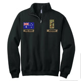 Personalized Australian Veteran Rank Camo Custom Name & Time Stand Collar Zipper Sweatshirt 2D Printed LVA241032
