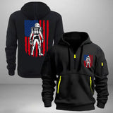 Personalized Football Player US Flag Quarter Zip Hoodie 2D Printed KVH241024