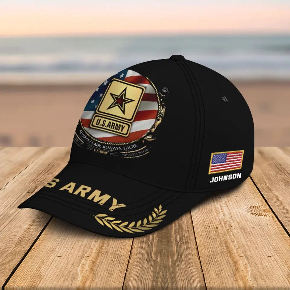 Personalized US Army Logo US Veteran Custom Name Cap Printed AHVQ241030