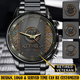 Personalized Retired US Army Custom Served Time Watch Printed QTVQ241042