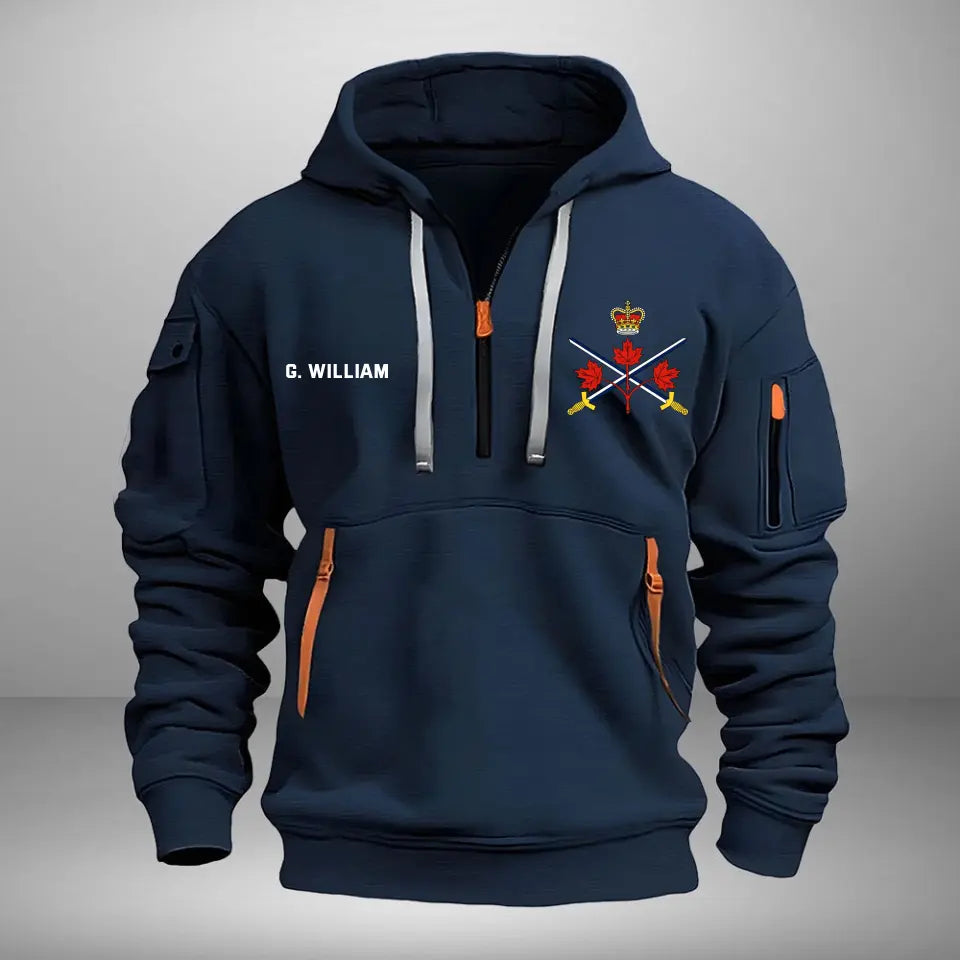 Personalized Canadian Army Logo Custom Name Quarter Zip Hoodie 2D Printed VQ241043