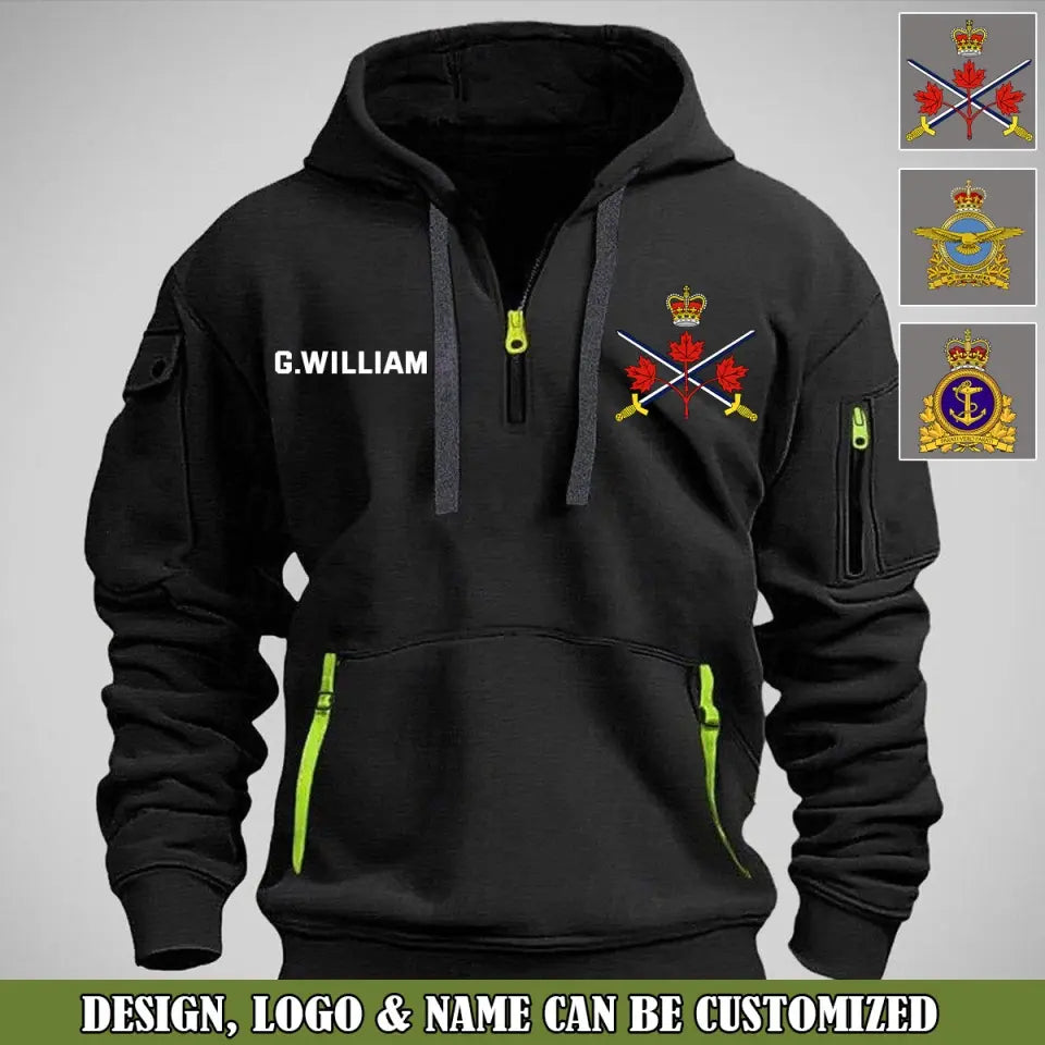 Personalized Canadian Army Logo Custom Name Quarter Zip Hoodie 2D Printed VQ241043