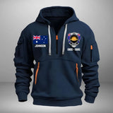 Personalized Australian Army Veteran Custom Name & Time US Flag Quarter Zip Hoodie 2D Printed AHVA241051