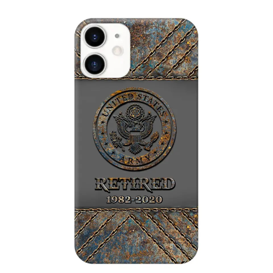 Personalized Retired US Army Logo Custom Service Time Phonecase Printed VQ241086