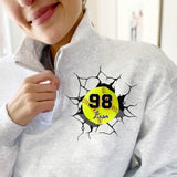 Personalized Softball Player Custom Name & ID Stand Collar Zipper Sweatshirt 2D Printed HN241105