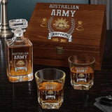 Personalized Australian Army Veteran Rank Gold Custom Name & Time Decanter Set with Glasses Printed AHVQ241109